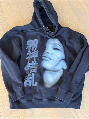 Vintage ‘works of madness’ Black Graphic Hoodie